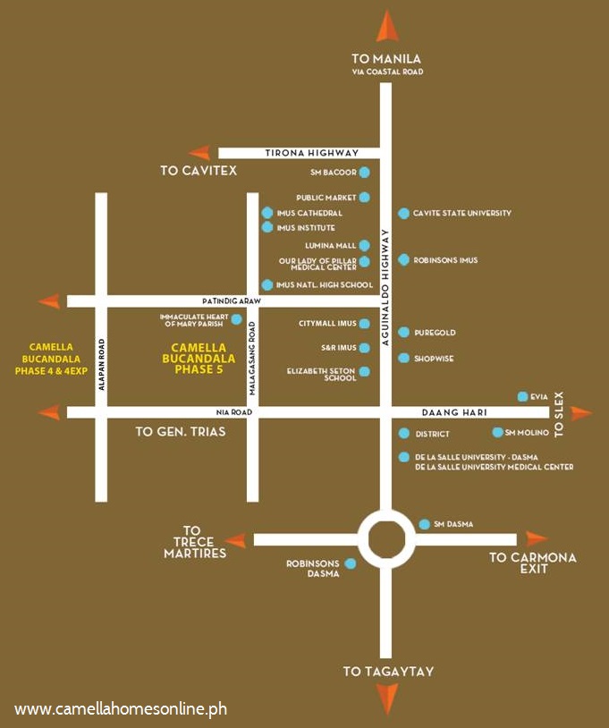 Vicinity Map Location Mika - Camella Bucandala | Crown Asia Prime House for Sale Imus Cavite